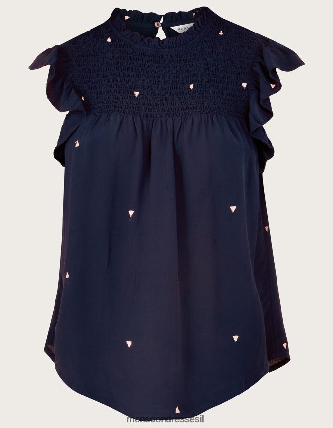 הַלבָּשָׁה Monsoon חלק עליון רקום דרלה בוויסקוזה בר קיימא כחול (צי) נשים HTJ0TZ487