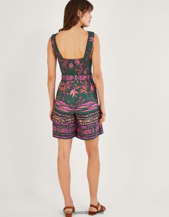 הַלבָּשָׁה Monsoon חליפת משחק בהדפס פדרה ירוק (חאקי) נשים HTJ0TZ491