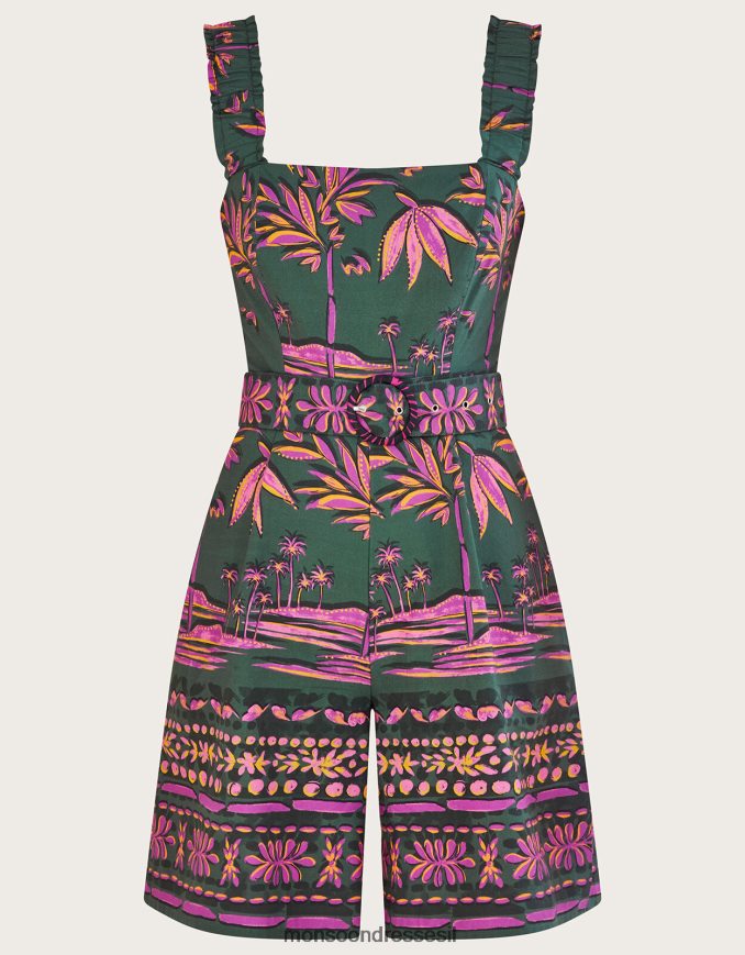 הַלבָּשָׁה Monsoon חליפת משחק בהדפס פדרה ירוק (חאקי) נשים HTJ0TZ491