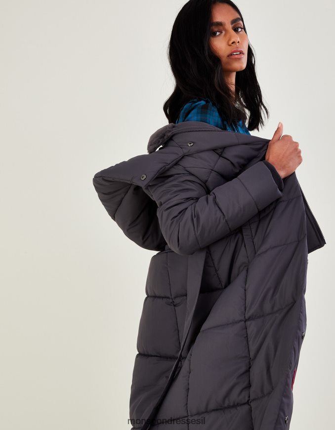 הַלבָּשָׁה Monsoon מעיל מרופד מקסי ברדס משפך דנטלי אפור (פחם) נשים HTJ0TZ492