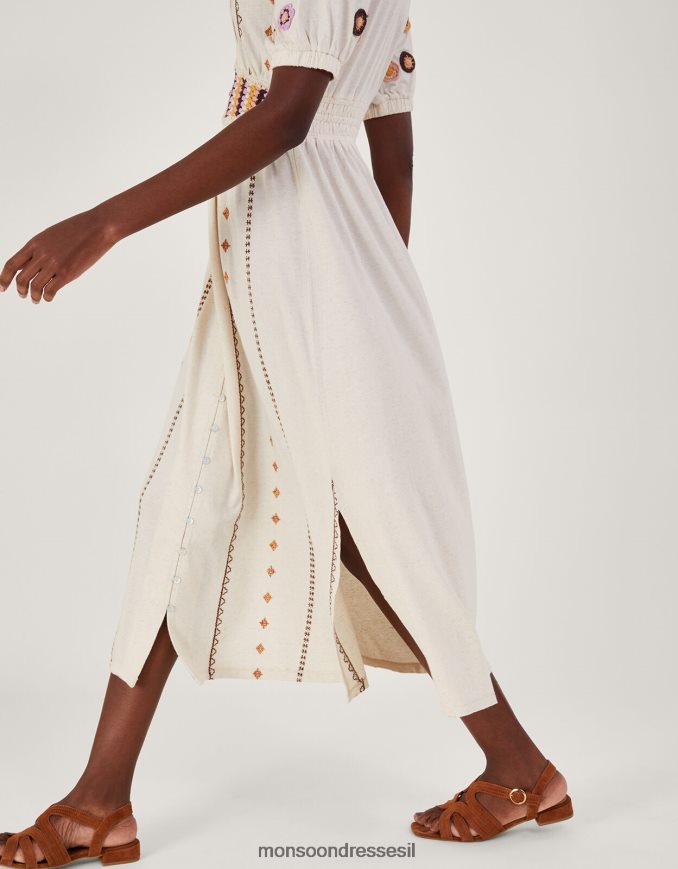 הַלבָּשָׁה Monsoon שמלת מידי בגזרת קרושה בתערובת פשתן טִבעִי נשים HTJ0TZ494