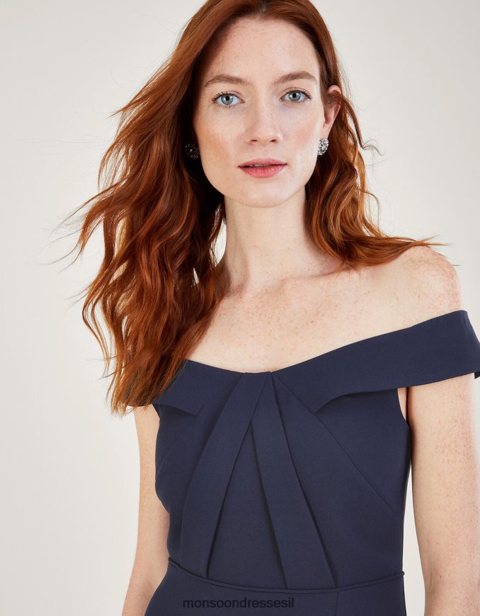 הַלבָּשָׁה Monsoon שמלת מקסי של ביאטריס קרפ ברדו כחול (צי) נשים HTJ0TZ496