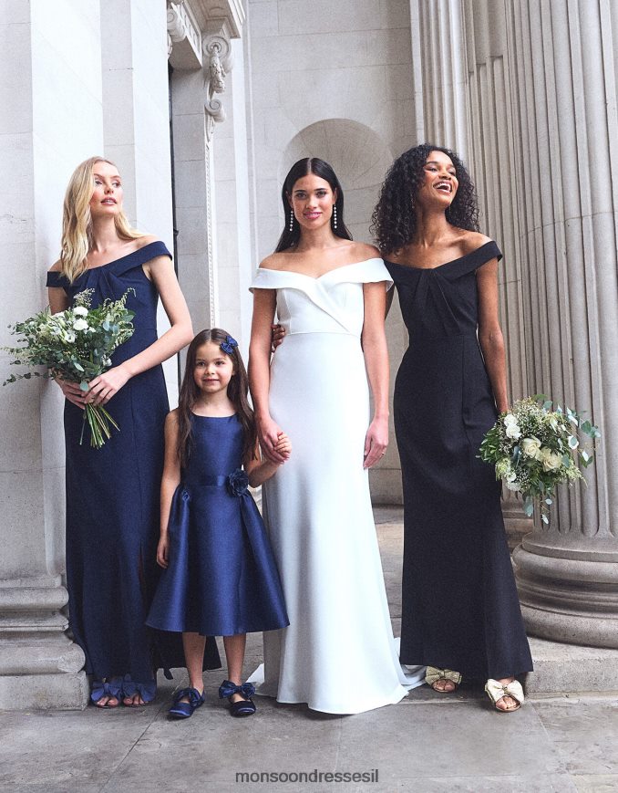 הַלבָּשָׁה Monsoon שמלת מקסי של ביאטריס קרפ ברדו כחול (צי) נשים HTJ0TZ496