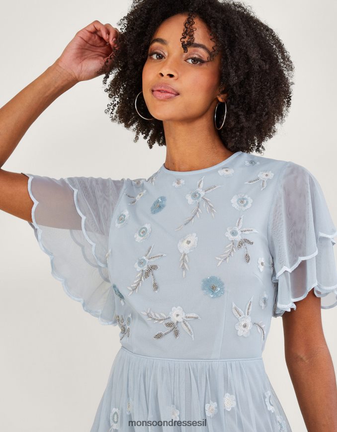 הַלבָּשָׁה Monsoon שמלת מקסי מעוטרת קתרין עם פוליאסטר ממוחזר ענן נשים HTJ0TZ497