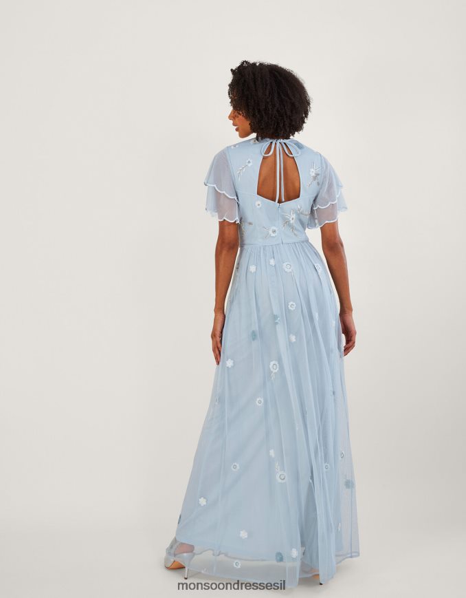 הַלבָּשָׁה Monsoon שמלת מקסי מעוטרת קתרין עם פוליאסטר ממוחזר ענן נשים HTJ0TZ497