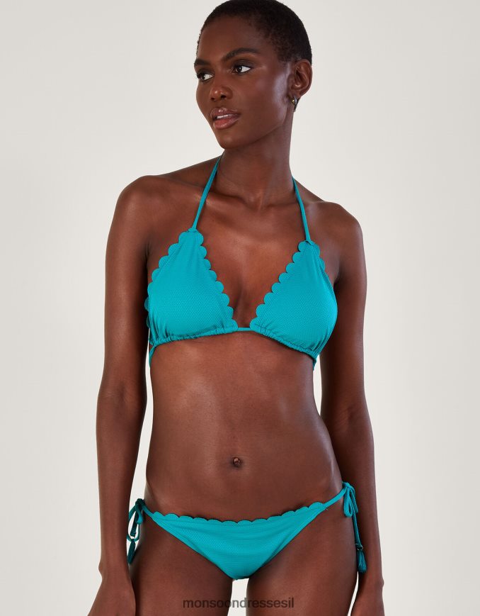 הַלבָּשָׁה Monsoon חולצת ביקיני סקאלופ עם פוליאסטר ממוחזר כחול (טורקיז) נשים HTJ0TZ504