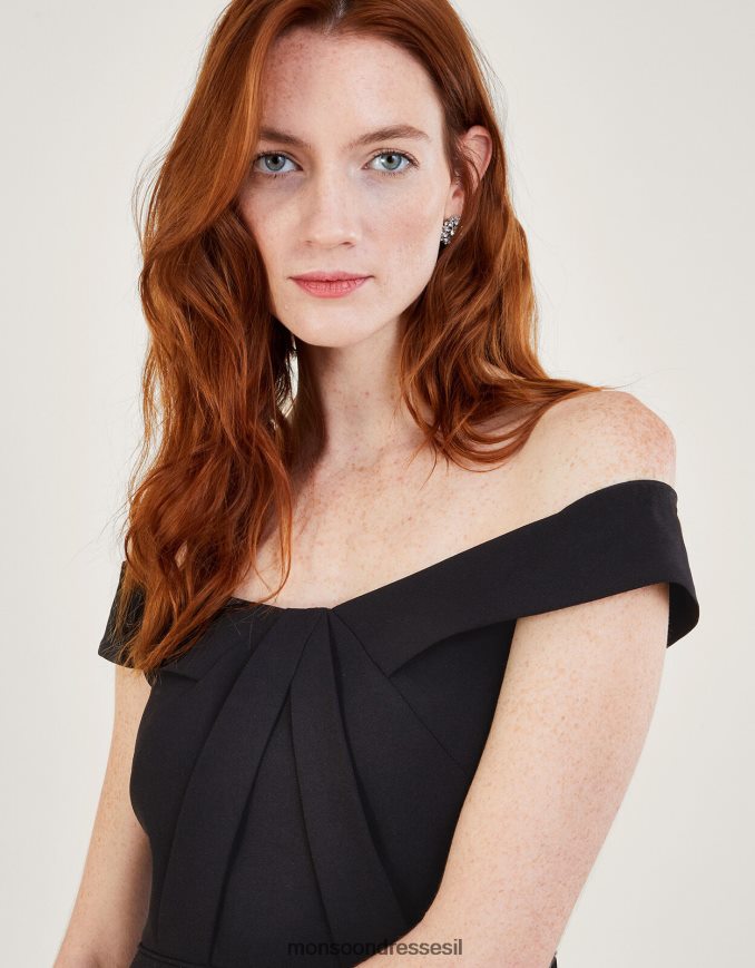 הַלבָּשָׁה Monsoon שמלת מקסי של ביאטריס קרפ ברדו שָׁחוֹר נשים HTJ0TZ507