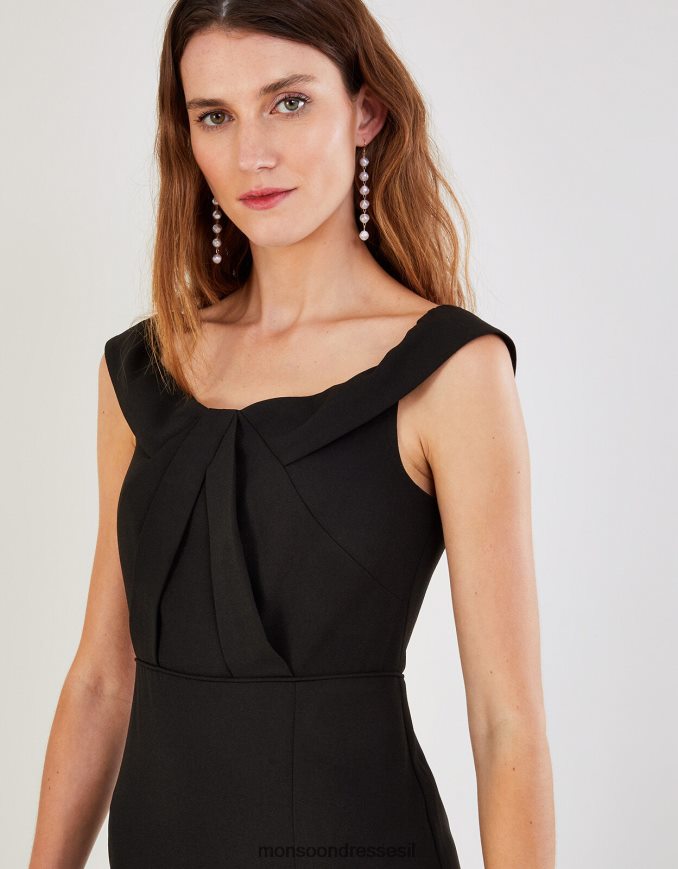 הַלבָּשָׁה Monsoon שמלת מקסי של ביאטריס קרפ ברדו שָׁחוֹר נשים HTJ0TZ507