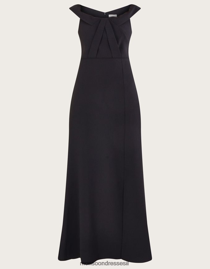 הַלבָּשָׁה Monsoon שמלת מקסי של ביאטריס קרפ ברדו שָׁחוֹר נשים HTJ0TZ507