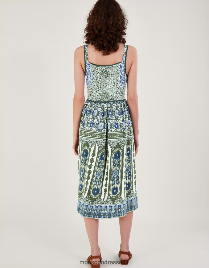 הַלבָּשָׁה Monsoon שמלת תחרה בהדפס מורשת ירוק (חאקי) נשים HTJ0TZ509