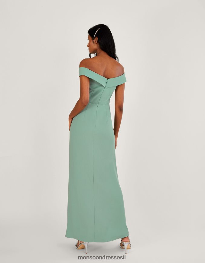 הַלבָּשָׁה Monsoon שמלת מקסי של ביאטריס קרפ ברדו ירוק (מרווה) נשים HTJ0TZ515