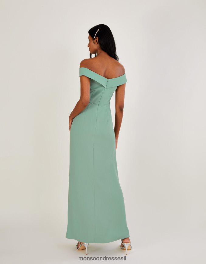 הַלבָּשָׁה Monsoon שמלת מקסי של ביאטריס קרפ ברדו ירוק (מרווה) נשים HTJ0TZ515