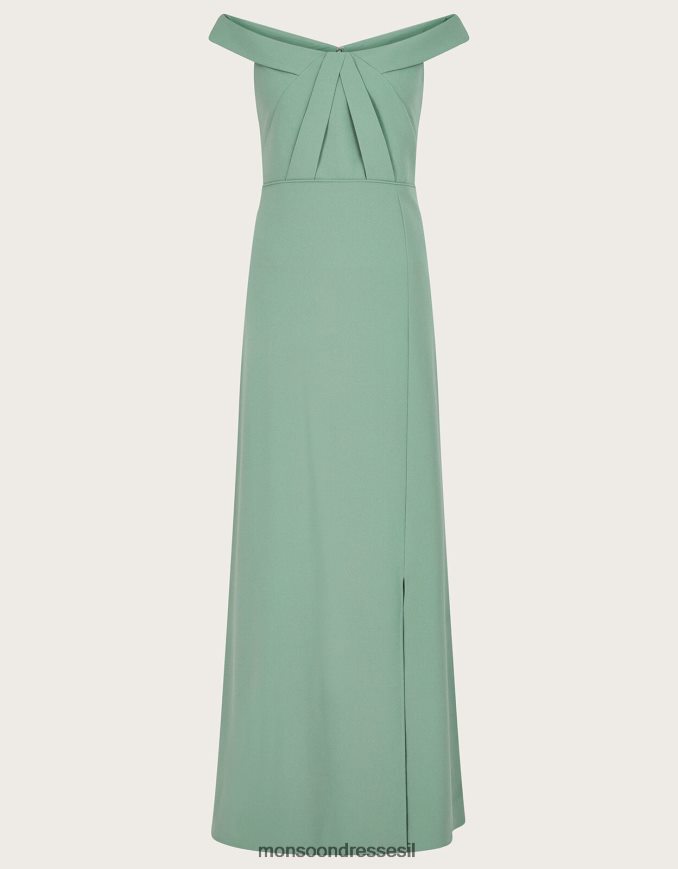 הַלבָּשָׁה Monsoon שמלת מקסי של ביאטריס קרפ ברדו ירוק (מרווה) נשים HTJ0TZ515