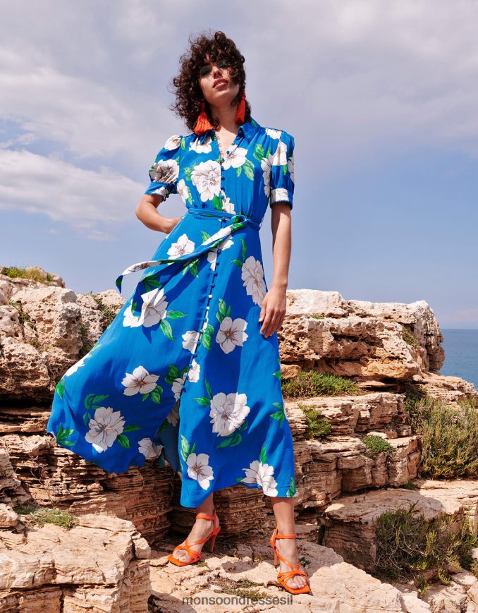 הַלבָּשָׁה Monsoon שמלת חולצה מעוטרת של מילנה בוויסקוזה בת קיימא כְּחוֹל נשים HTJ0TZ517