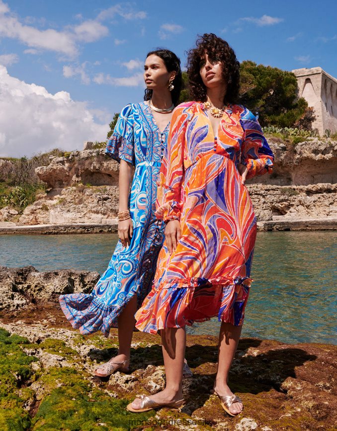 הַלבָּשָׁה Monsoon שמלת קומות בהדפס אריאל בוויסקוזה בת קיימא תפוז נשים HTJ0TZ520