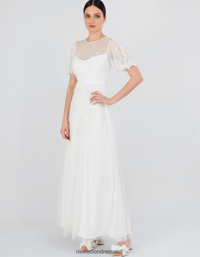 הַלבָּשָׁה Monsoon שמלת מקסי כלה מעוטרת של סלינה שֶׁנהָב נשים HTJ0TZ527