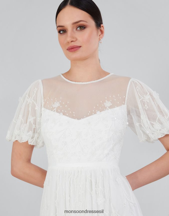 הַלבָּשָׁה Monsoon שמלת מקסי כלה מעוטרת של סלינה שֶׁנהָב נשים HTJ0TZ527