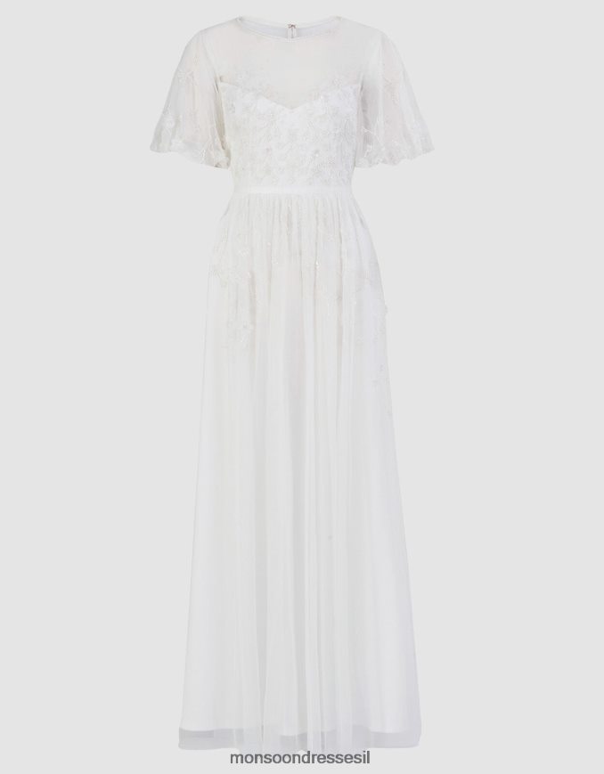 הַלבָּשָׁה Monsoon שמלת מקסי כלה מעוטרת של סלינה שֶׁנהָב נשים HTJ0TZ527