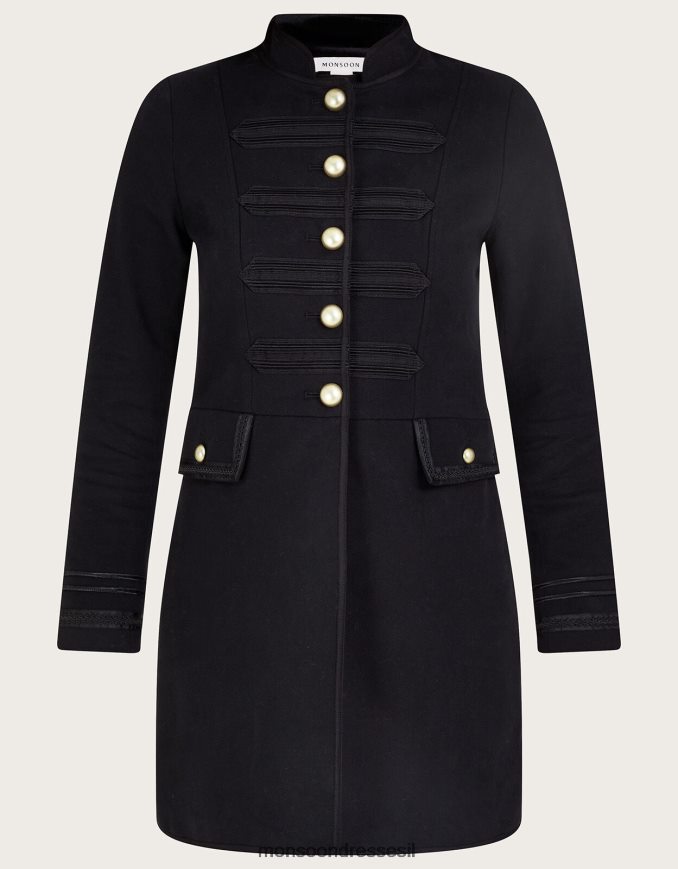 הַלבָּשָׁה Monsoon ז'קט צבאי ארוך שָׁחוֹר נשים HTJ0TZ52