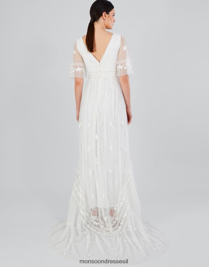 הַלבָּשָׁה Monsoon ג'וליטה שמלת כלה רקומה בגזרת תחרה שֶׁנהָב נשים HTJ0TZ531