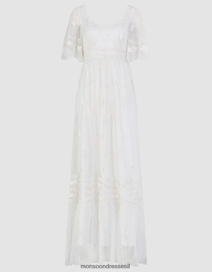 הַלבָּשָׁה Monsoon ג'וליטה שמלת כלה רקומה בגזרת תחרה שֶׁנהָב נשים HTJ0TZ531