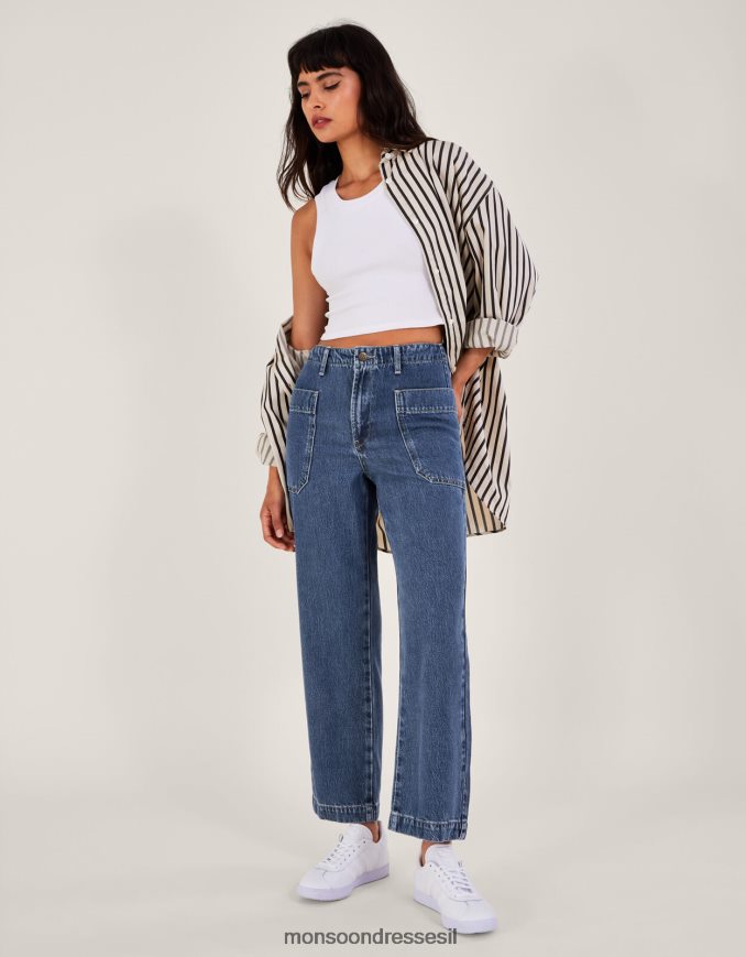 הַלבָּשָׁה Monsoon ג'ינס מטען רחב רגליים כחול (כחול ג'ינס) נשים HTJ0TZ532