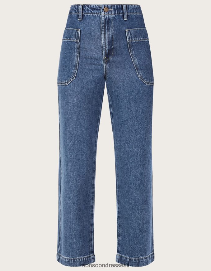 הַלבָּשָׁה Monsoon ג'ינס מטען רחב רגליים כחול (כחול ג'ינס) נשים HTJ0TZ532