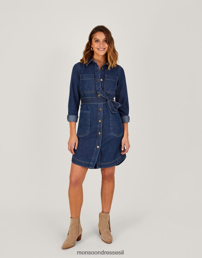 הַלבָּשָׁה Monsoon שמלת חולצת ג'ינס של שירלי כחול (כחול ג'ינס) נשים HTJ0TZ534