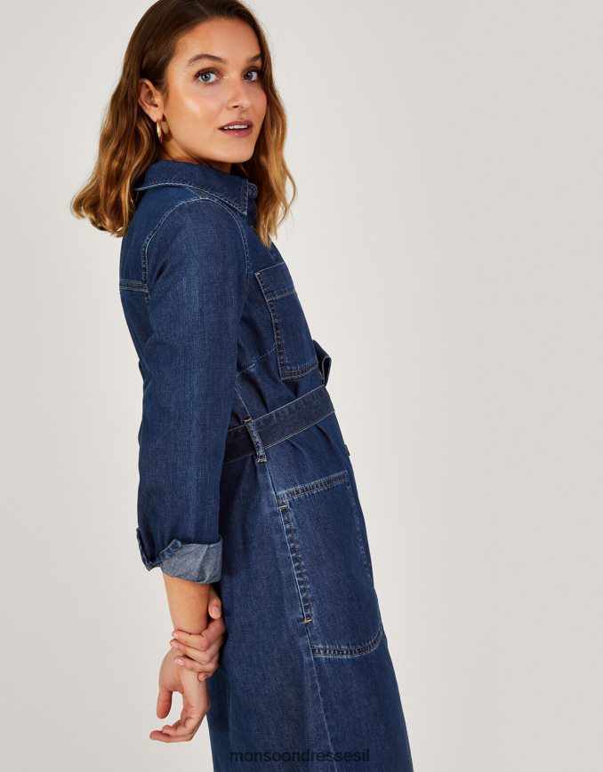 הַלבָּשָׁה Monsoon שמלת חולצת ג'ינס של שירלי כחול (כחול ג'ינס) נשים HTJ0TZ534