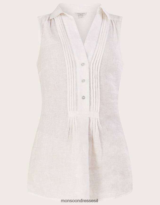 הַלבָּשָׁה Monsoon טוניקת פשתן בריל ארוכות לבן נשים HTJ0TZ550