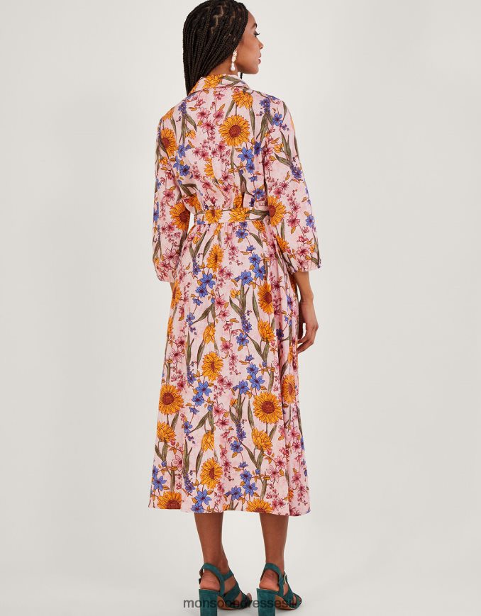 הַלבָּשָׁה Monsoon שמלת חולצה של לילה בתערובת פשתן ורוד (סומק) נשים HTJ0TZ551