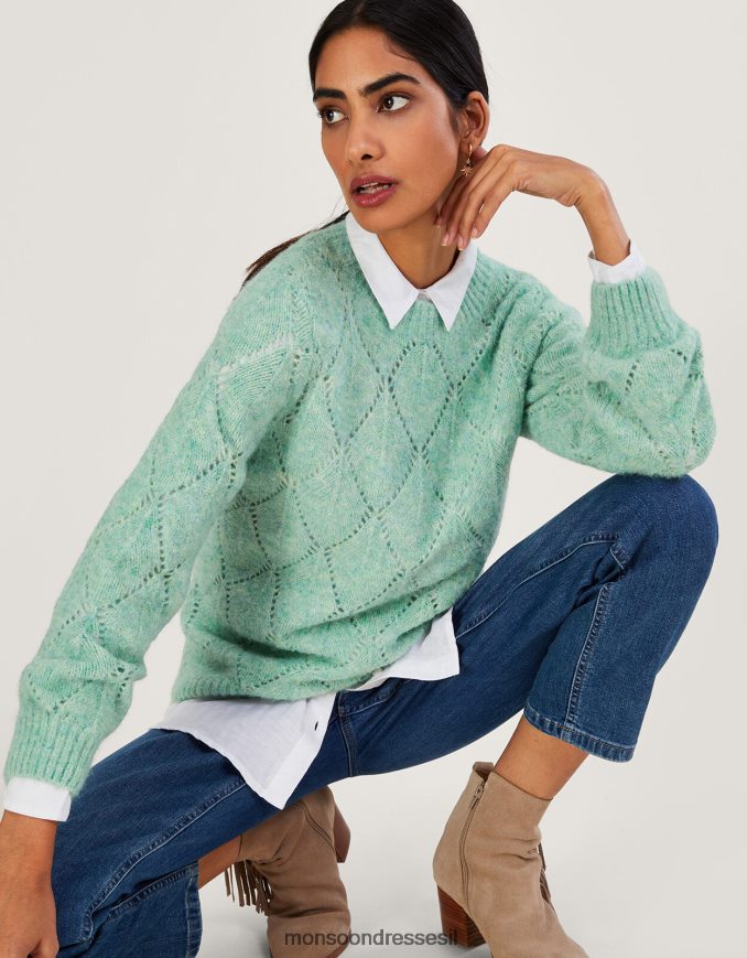 הַלבָּשָׁה Monsoon מגשר קו ארוך בתפר יהלום עם פוליאסטר ממוחזר ירוק נשים HTJ0TZ555