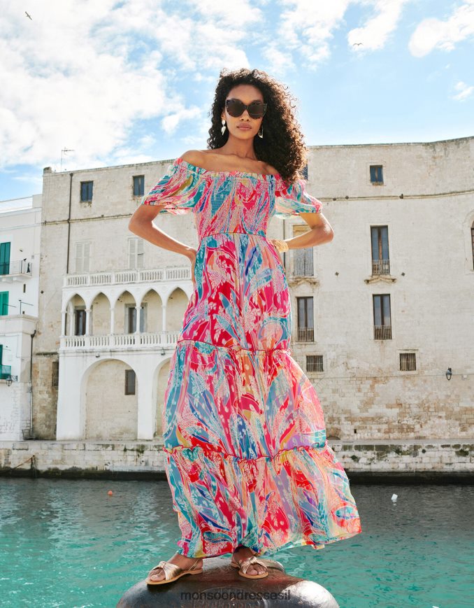 הַלבָּשָׁה Monsoon שמלת מקסי מטאלית של אריאל רַב נשים HTJ0TZ558