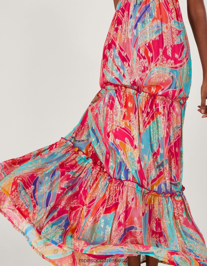 הַלבָּשָׁה Monsoon שמלת מקסי מטאלית של אריאל רַב נשים HTJ0TZ558