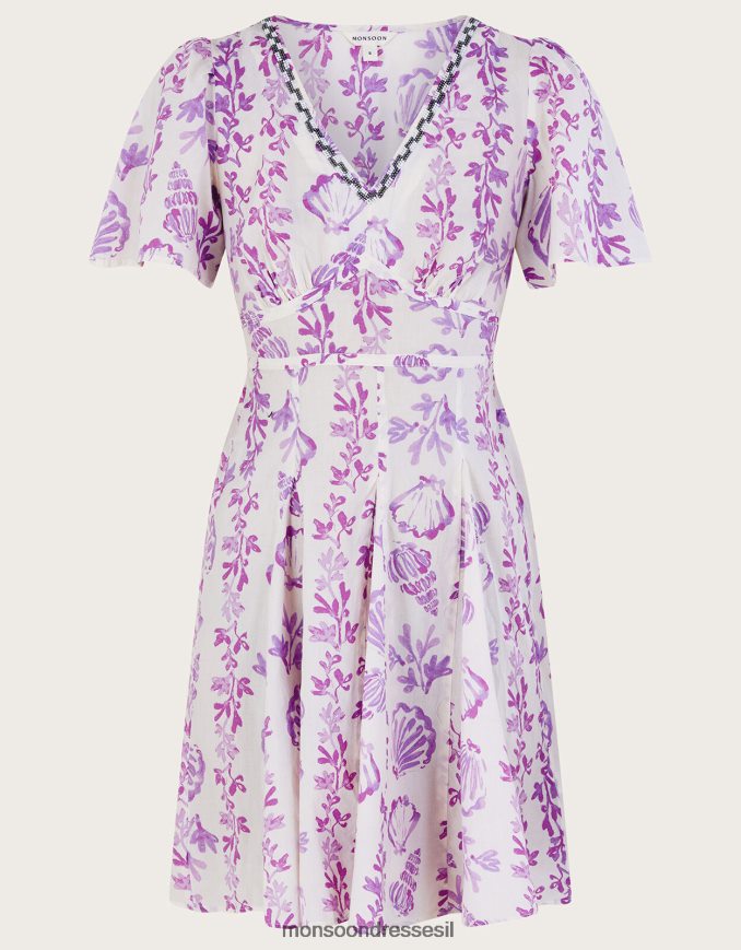 הַלבָּשָׁה Monsoon שמלה קצרה בהדפס מעטפת מעוטרת וָרוֹד נשים HTJ0TZ55