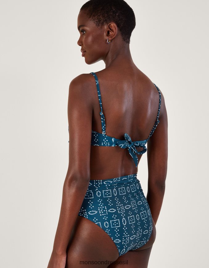 הַלבָּשָׁה Monsoon מכנסי ביקיני בהדפס צבע באטיק עם פוליאסטר ממוחזר כחול (צי) נשים HTJ0TZ562
