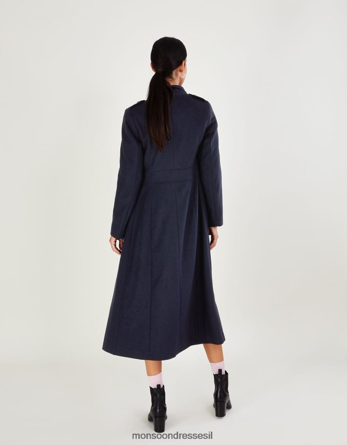 הַלבָּשָׁה Monsoon מעיל חצאית ונסה בתערובת צמר כחול (צי) נשים HTJ0TZ570