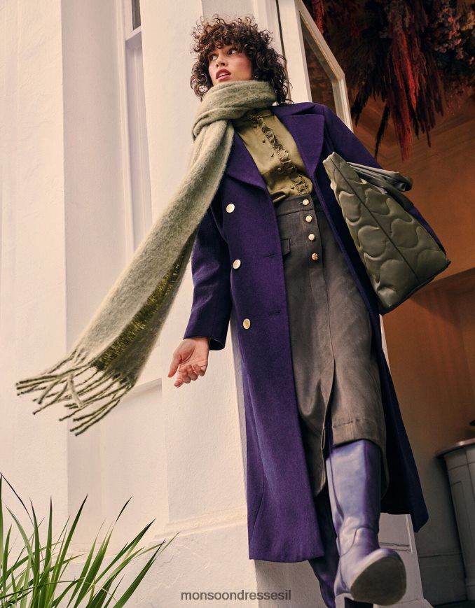 הַלבָּשָׁה Monsoon מעיל חצאית ונסה בתערובת צמר כחול (צי) נשים HTJ0TZ570