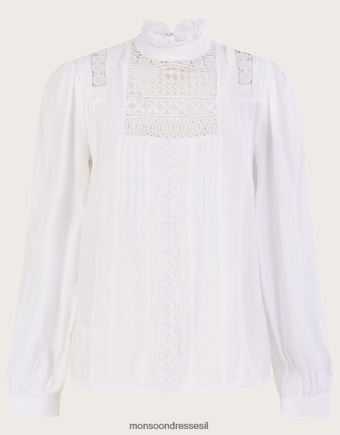 הַלבָּשָׁה Monsoon טופ רייצ'ל לייס ויקטוריאנה בוויסקוזה בר-קיימא שֶׁנהָב נשים HTJ0TZ571