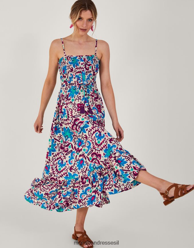 הַלבָּשָׁה Monsoon שמלת קאמי פרח אש כְּחוֹל נשים HTJ0TZ573