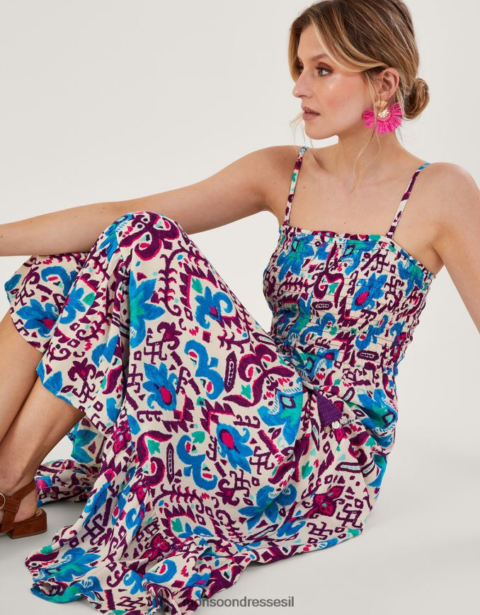 הַלבָּשָׁה Monsoon שמלת קאמי פרח אש כְּחוֹל נשים HTJ0TZ573