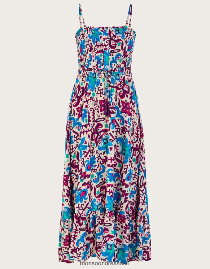 הַלבָּשָׁה Monsoon שמלת קאמי פרח אש כְּחוֹל נשים HTJ0TZ573