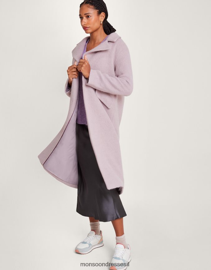 הַלבָּשָׁה Monsoon מעיל חכם צמר מוברש ג'ני עם פוליאסטר ממוחזר וָרוֹד נשים HTJ0TZ579