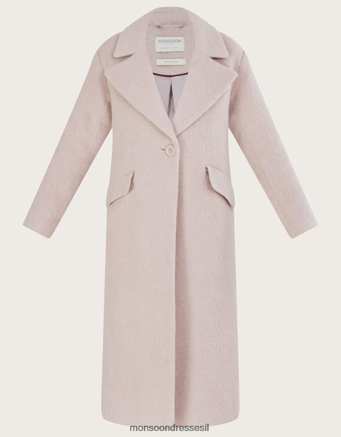 הַלבָּשָׁה Monsoon מעיל חכם צמר מוברש ג'ני עם פוליאסטר ממוחזר וָרוֹד נשים HTJ0TZ579