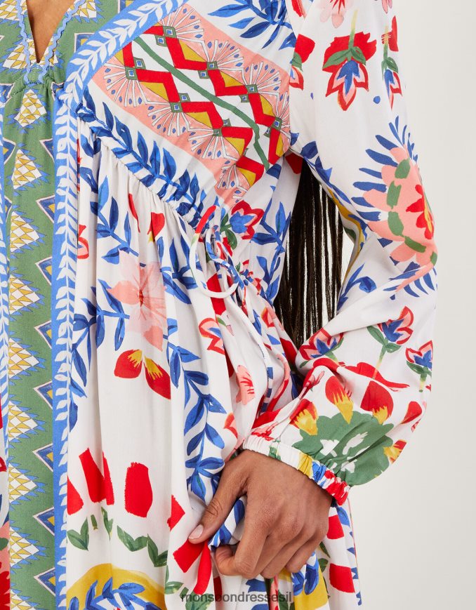 הַלבָּשָׁה Monsoon שמלת חלוק גיאומטרי בהדפס פרחים שֶׁנהָב נשים HTJ0TZ57