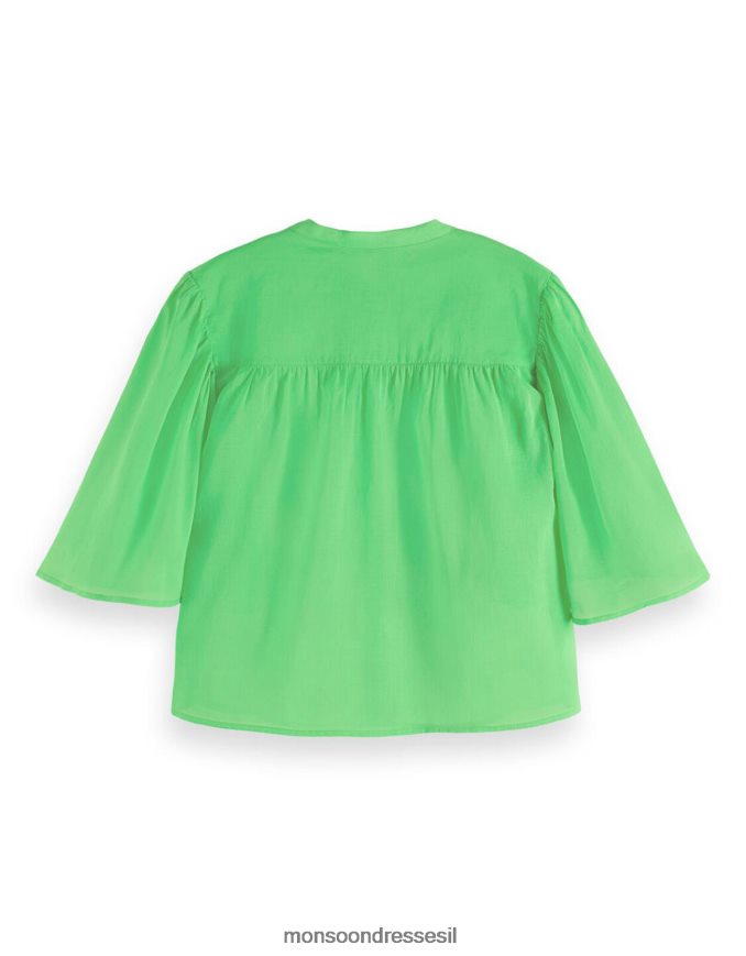 הַלבָּשָׁה Monsoon חולצת שרוולים מתנפנפת של סקוצ' וסודה ירוק נשים HTJ0TZ582