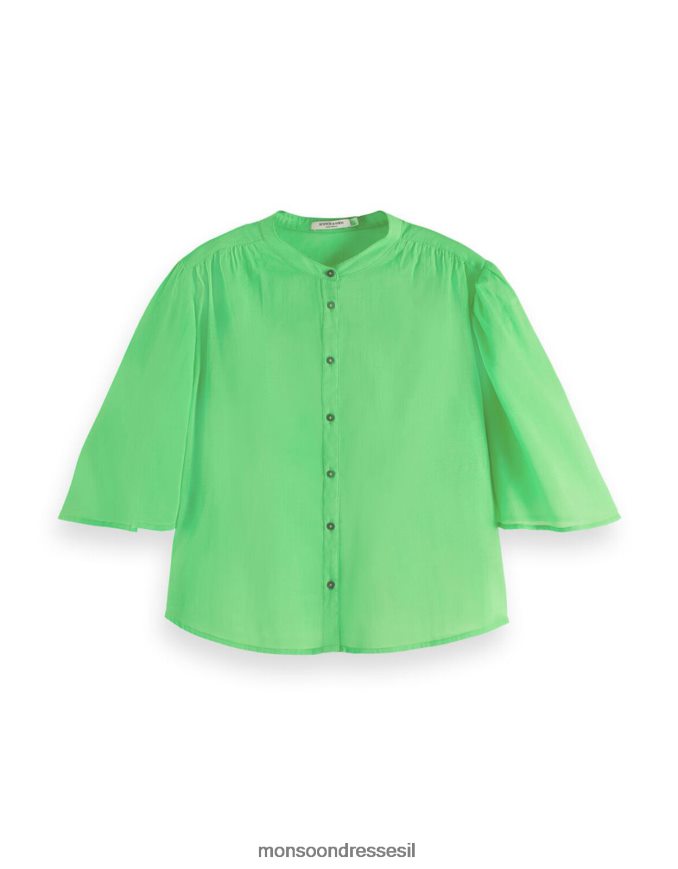 הַלבָּשָׁה Monsoon חולצת שרוולים מתנפנפת של סקוצ' וסודה ירוק נשים HTJ0TZ582