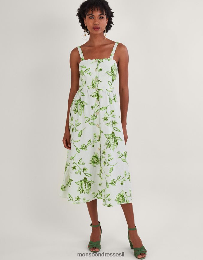 הַלבָּשָׁה Monsoon שמלת קאי בהדפס פרחוני בתערובת פשתן שֶׁנהָב נשים HTJ0TZ583