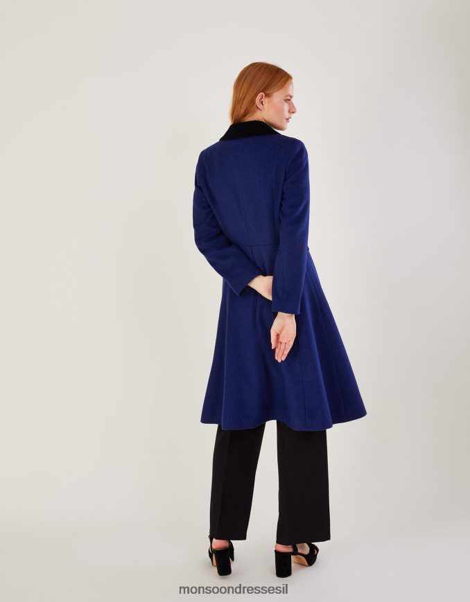 הַלבָּשָׁה Monsoon מעיל אופרה אופל בתערובת צמר כְּחוֹל נשים HTJ0TZ586