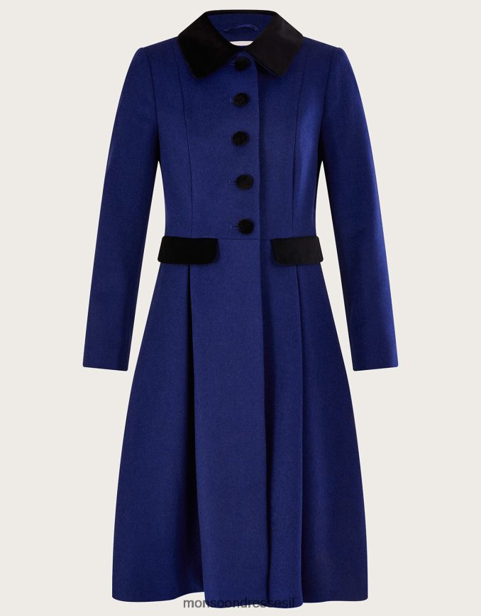 הַלבָּשָׁה Monsoon מעיל אופרה אופל בתערובת צמר כְּחוֹל נשים HTJ0TZ586